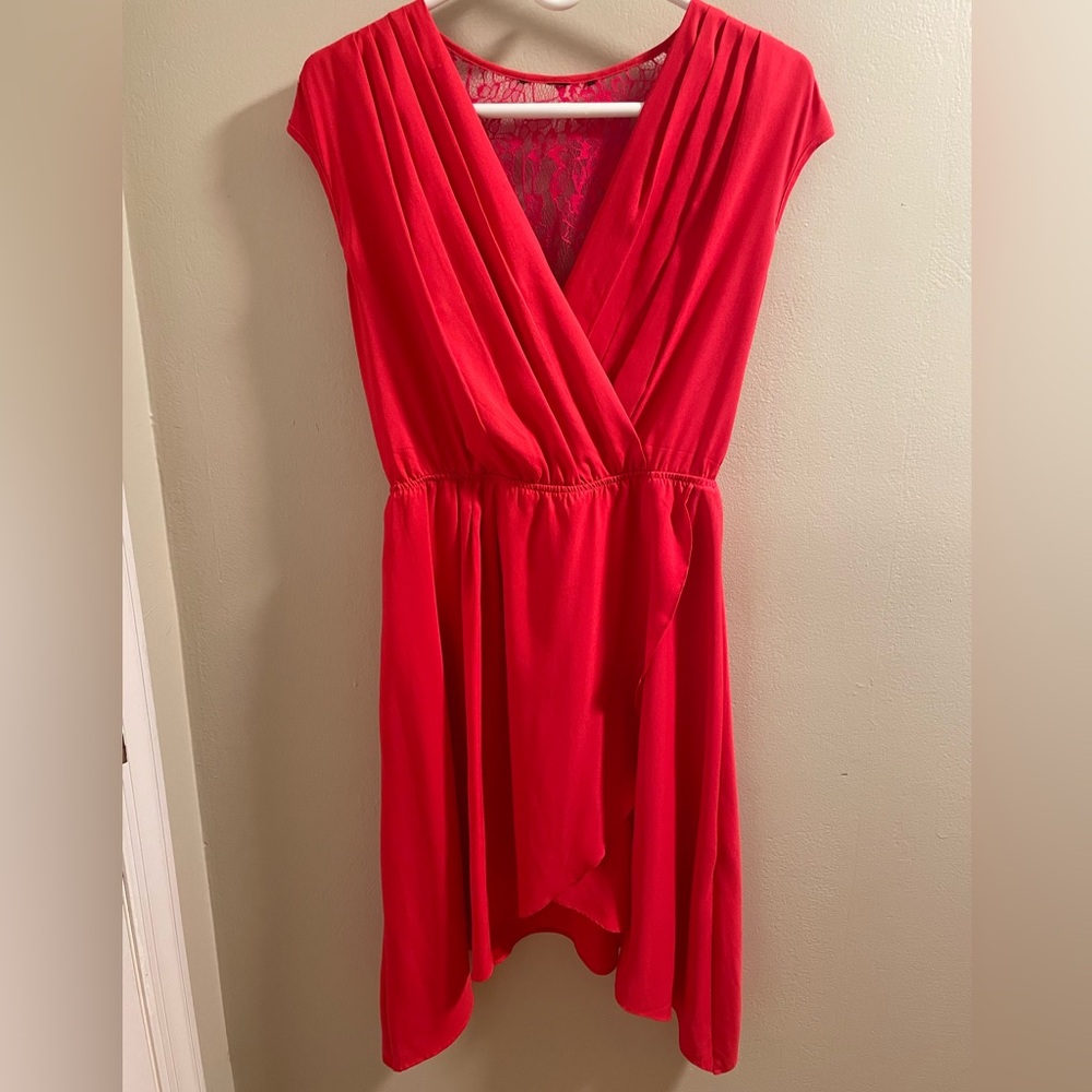 Red lace back dress